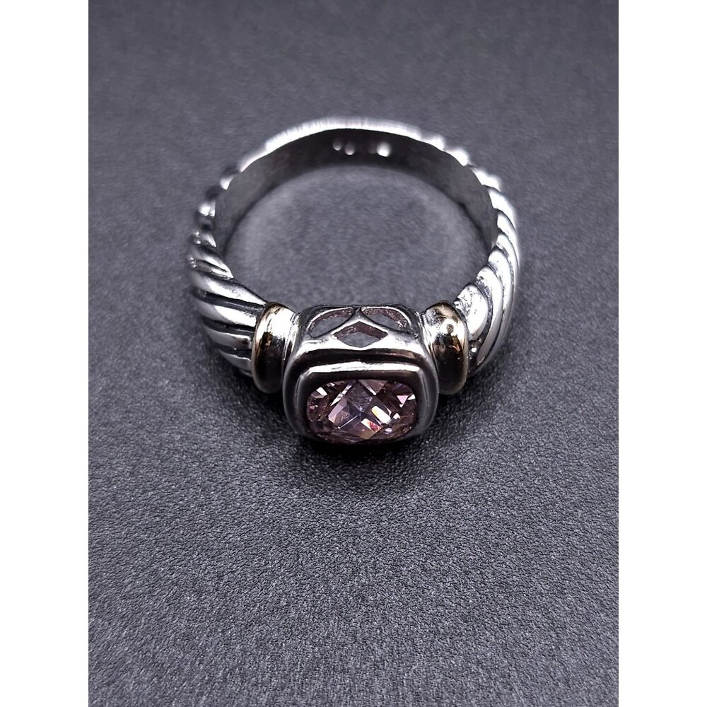 18K Gold-Plated Sterling Silver Ring Size 6.5 With Pink CZ in Center - Picture 8 of 10